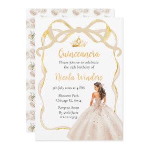Ribbon Ivory Brown Hair Princess Quinceanera