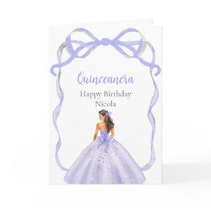 Ribbon Lavender Brown Hair Princess Quinceanera Card