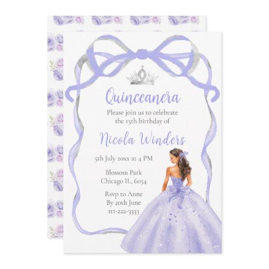 Ribbon Lavender Brown Hair Princess Quinceanera
