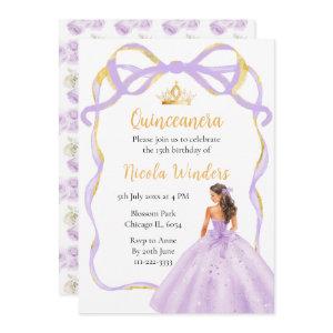 Ribbon Lilac Brown Hair Princess Quinceanera