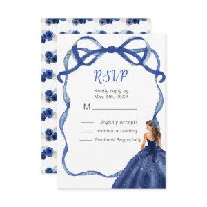 Ribbon Navy Silver Brown Hair Princess Quince RSVP