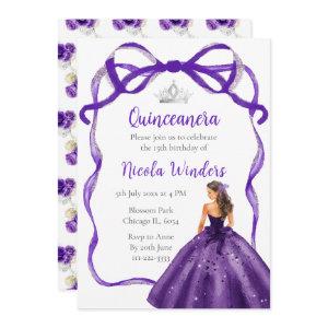 Ribbon Purple Brown Hair Princess Quinceanera
