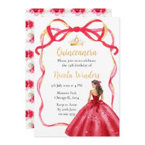 Ribbon Red and Gold Princess Quinceanera