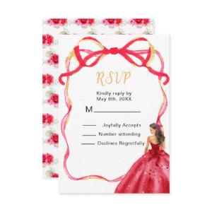 Ribbon Red and Gold Princess Quinceanera RSVP