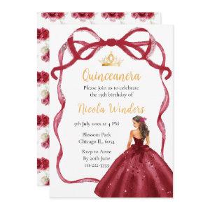 Ribbon Red Brown Hair Princess Quinceanera