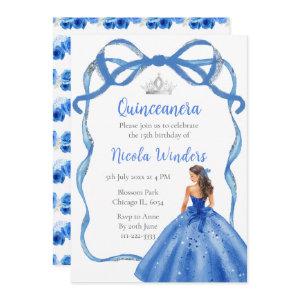 Ribbon Royal Blue and Silver Princess Quinceanera