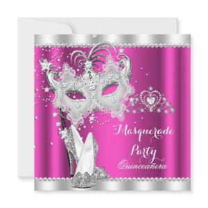 Rich Pink Masquerade Quinceanera Mask Hi Heels