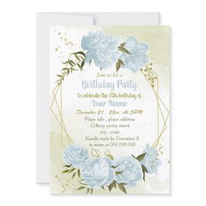 romantic blue flowers geometric birthday party