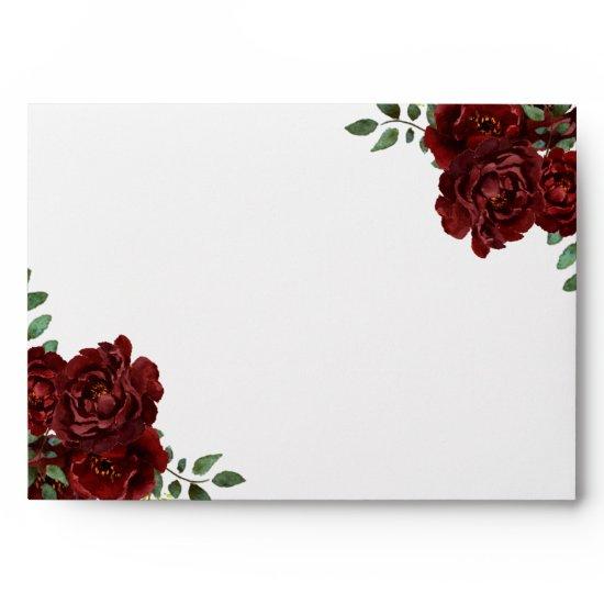 Romantic Burgundy Red Rose  Envelope