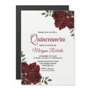 Romantic Burgundy Red Rose Quinceanera Party Magnetic