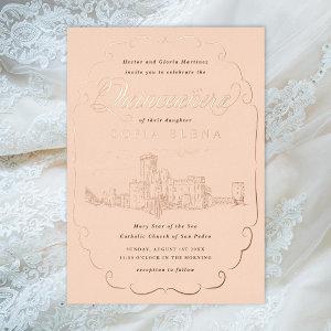 Romantic Castle Fantasy Quinceañera Gold Foil