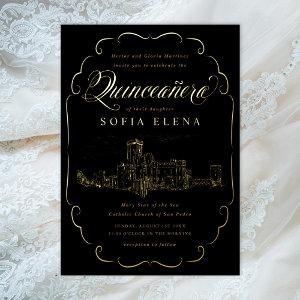 Romantic Castle Fantasy Quinceañera Gold Foil