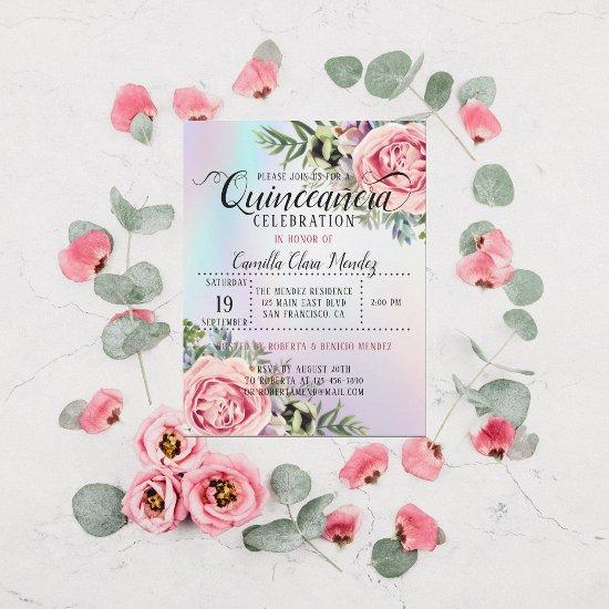 Romantic Elegant Floral Quinceañera