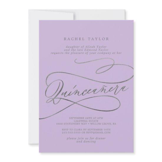 Romantic Lilac Calligraphy Quinceañera