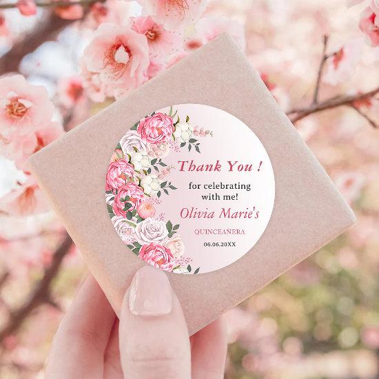 Romantic Pastel Roses Sweet 16 Birthday  Classic Round Sticker