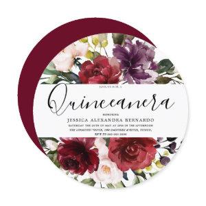 Romantic Red Rose Watercolor Quinceanera