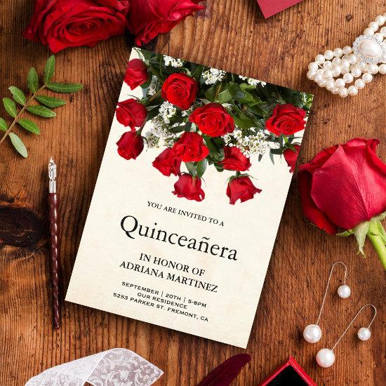 Romantic Red Roses Bouquet Quinceanera