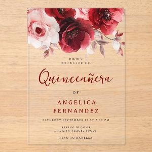 Romantic Ruby Red Rose Quinceanera Party Acrylic