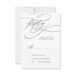 Romantic Silver Calligraphy Simple RSVP Card