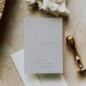 Romantic Silver Foil | Gray Simple RSVP Card