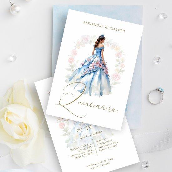 Romantic Spanish Quinceañera in Blue & Pink Shades