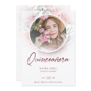 Romantic Spanish Quinceañera Photo Floral in Pink