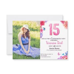 Romantic watercolor floral  with photo