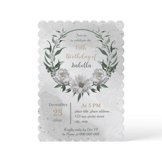 romantic white flowers botanical birthday