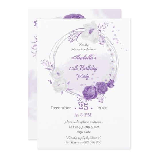 romantic white purple geometric birthday party