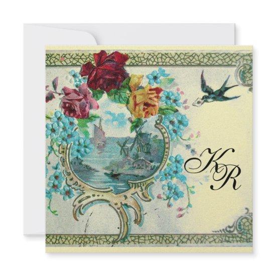 ROMANTİCA 3 MONOGRAM,champagne metallic paper Announcement