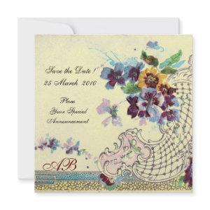 ROMANTİCA Blue Pink White Floral Wedding Monogram