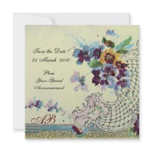 ROMANTICA BLUE SILVER FLORAL WEDDING MONOGRAM