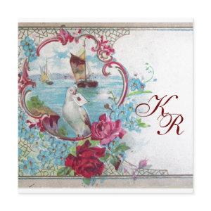 ROMANTİCA ELEGANT FLORAL WEDDING  MONOGRAM ANNOUNCEMENT
