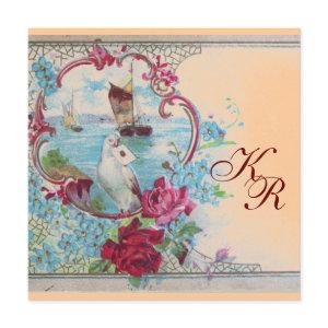 ROMANTİCA ELEGANT FLORAL WEDDING  MONOGRAM ANNOUNCEMENT