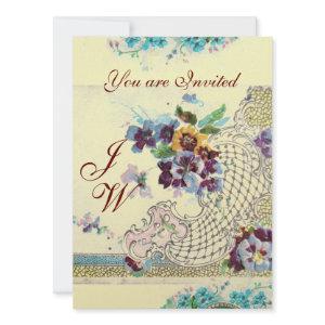 ROMANTICA Floral Blue Pink White Wedding Monogram