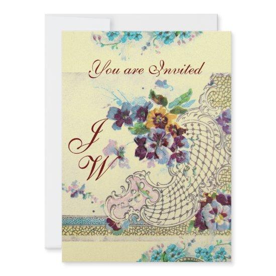 ROMANTICA Floral Blue Pink White Wedding Monogram