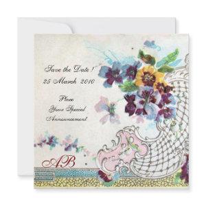 ROMANTICA Floral Blue Pink White Wedding Monogram