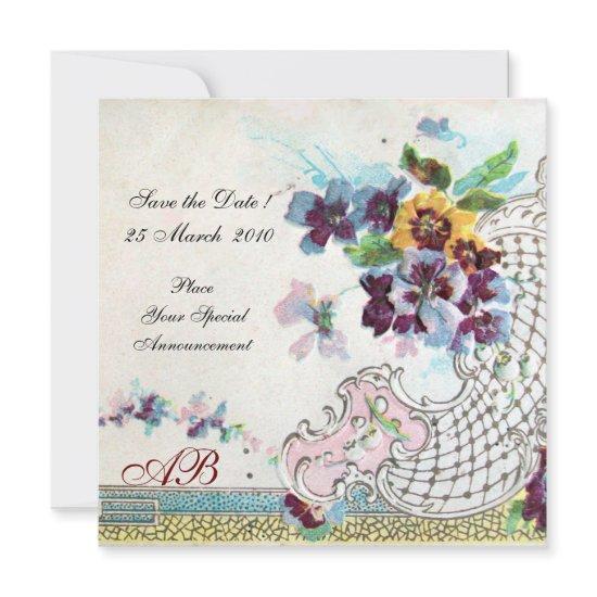 ROMANTICA Floral Blue Pink White Wedding Monogram