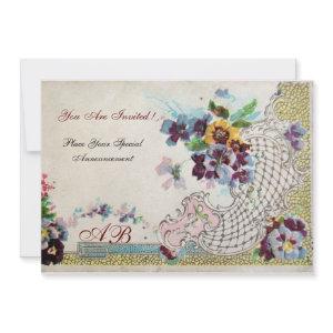 ROMANTICA Floral Blue Pink White Wedding Pansies