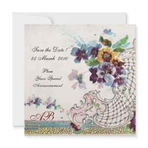 ROMANTICA Floral Blue Pink White Wedding Pansies