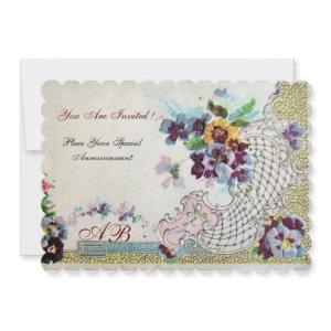 ROMANTICA Floral Blue Pink White Wedding Pansies