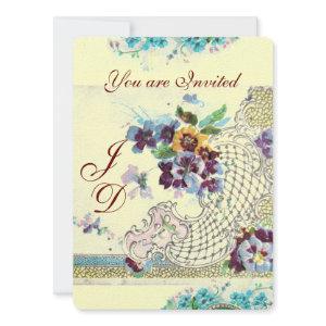 ROMANTICA Floral Blue Pink White Wedding Pansies