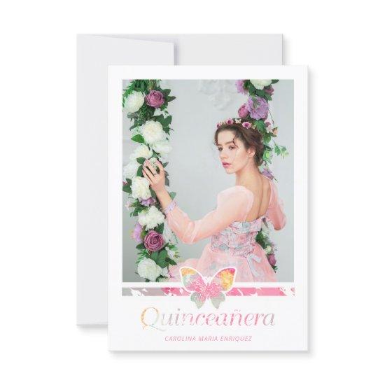 Romantica Foto Quinceañera with Spanish Butterfly