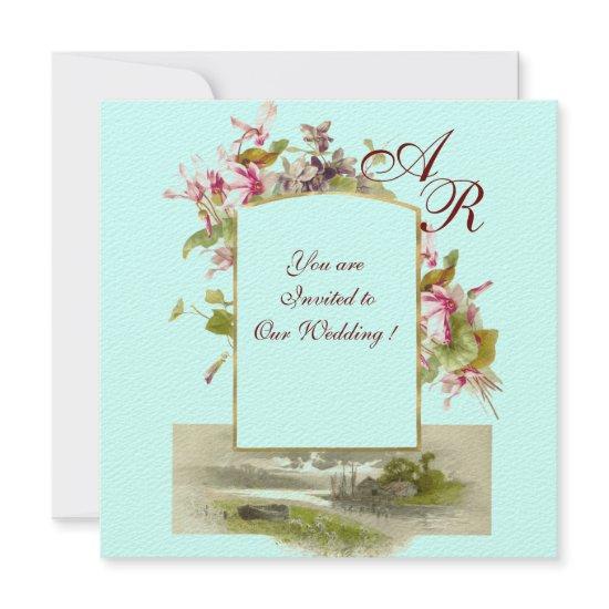 ROMANTİCA MONOGRAM /CYCLAMENS,pink green blue