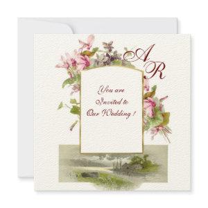 ROMANTİCA MONOGRAM /CYCLAMENS,pink green cream