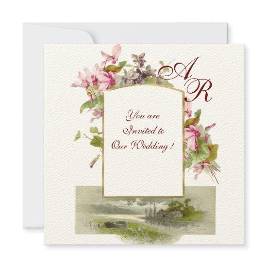 ROMANTİCA MONOGRAM /CYCLAMENS,pink green cream