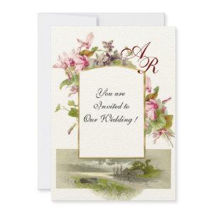 ROMANTİCA MONOGRAM /CYCLAMENS,pink green felt