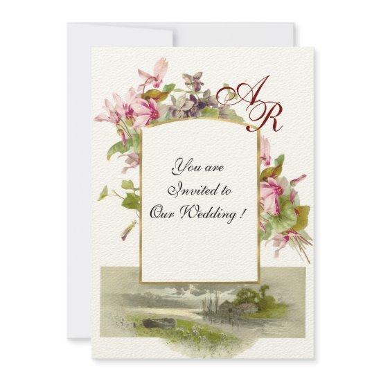 ROMANTİCA MONOGRAM /CYCLAMENS,pink green felt