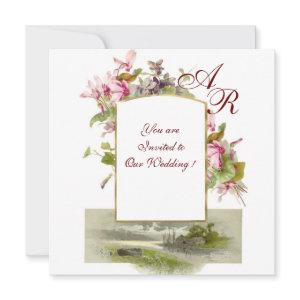 ROMANTİCA MONOGRAM /CYCLAMENS,pink green white