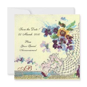 ROMANTİCA Pink Blue Cream Floral Wedding Monogram